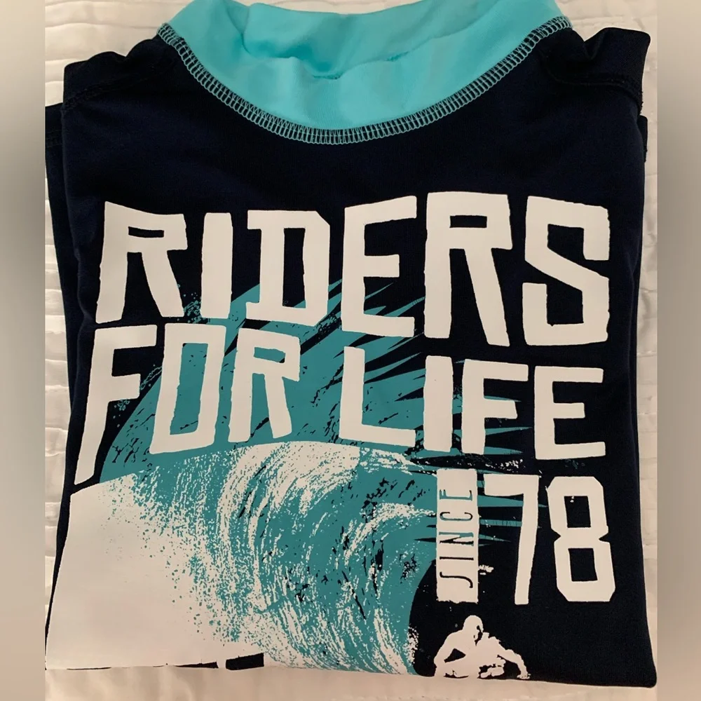 Children’s place-Boys 'Riders For Life' Graphic Rashguard - Tidal-size-M 7/8